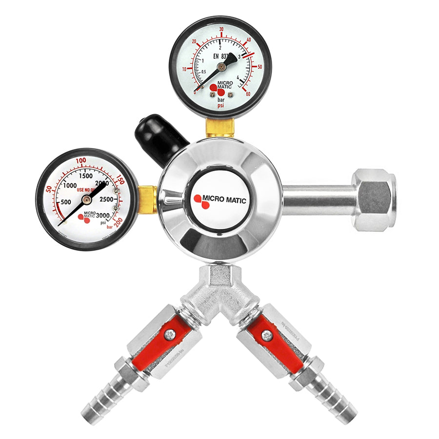 Micro Matic Premium Plus Pr Dual Outlet Co2 Regulator 60 And 3000 Psi