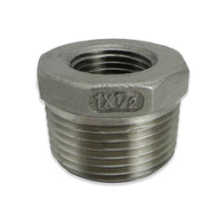 Stainless Steel Reducer Bushing - 1" to 1/2" FPT