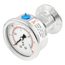 Stainless Steel 1.5" Tri-Clover Sanitary Diaphragm Pressure Gauge (0 - 30 PSI)