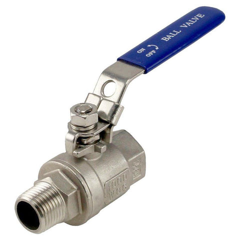 Stainless Steel Two-Piece Ball Valve - 1/2" Male