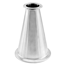 Long Stainless Steel Tri-Clover Concentric Reducer - 4" TC X 2" TC